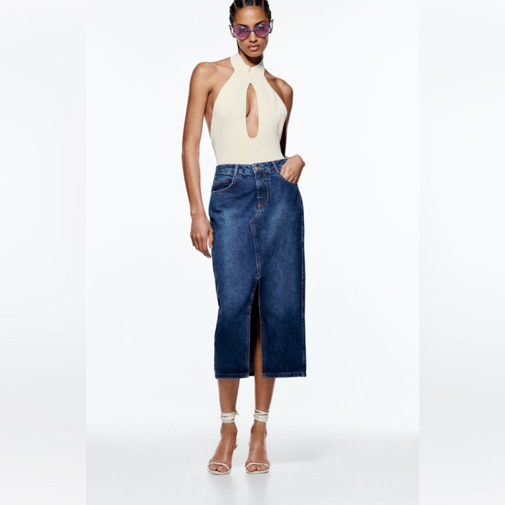 Zara size S denim midi skirt